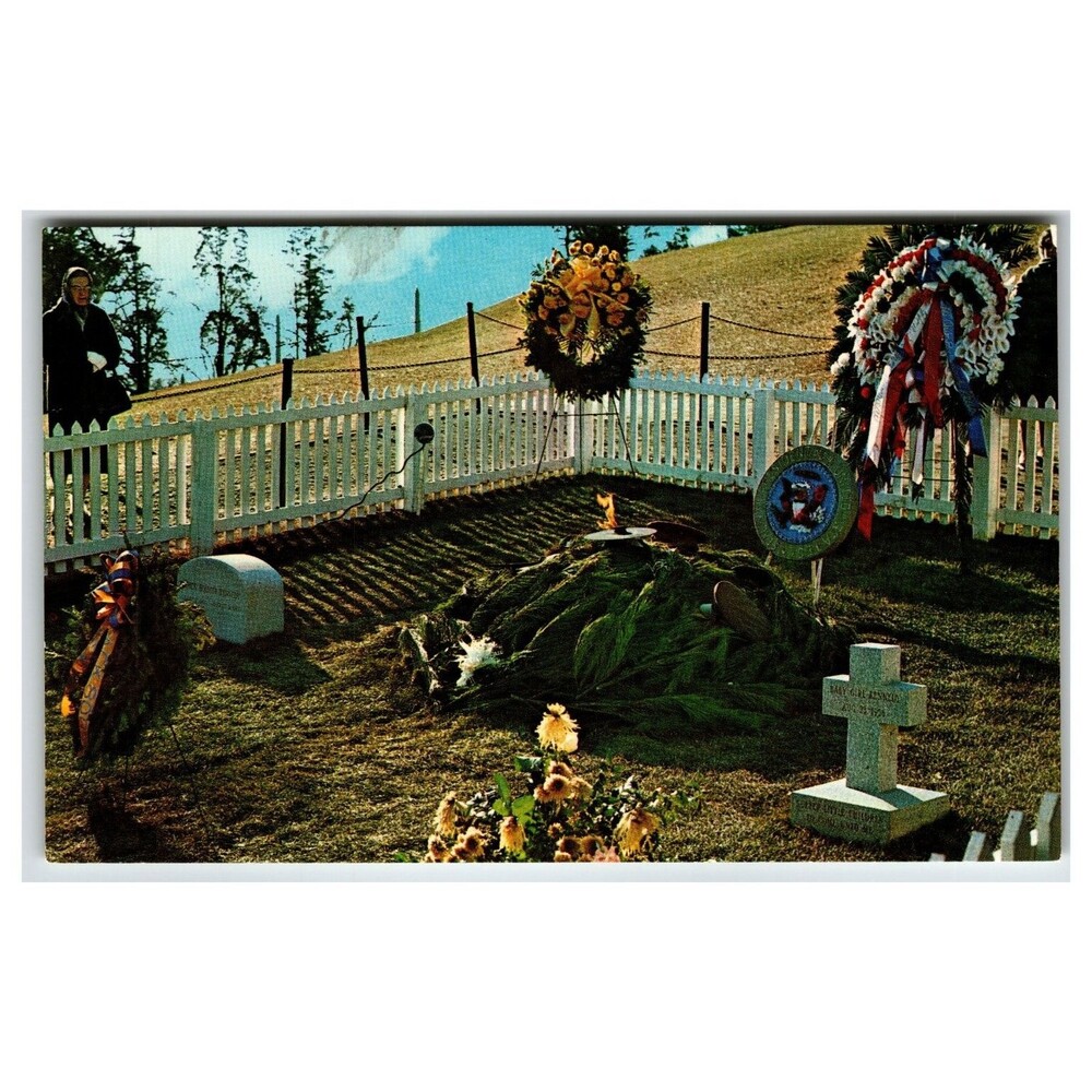 JFK Grave Arlington National Cemetery Eternal Flame Postcard Tichnor